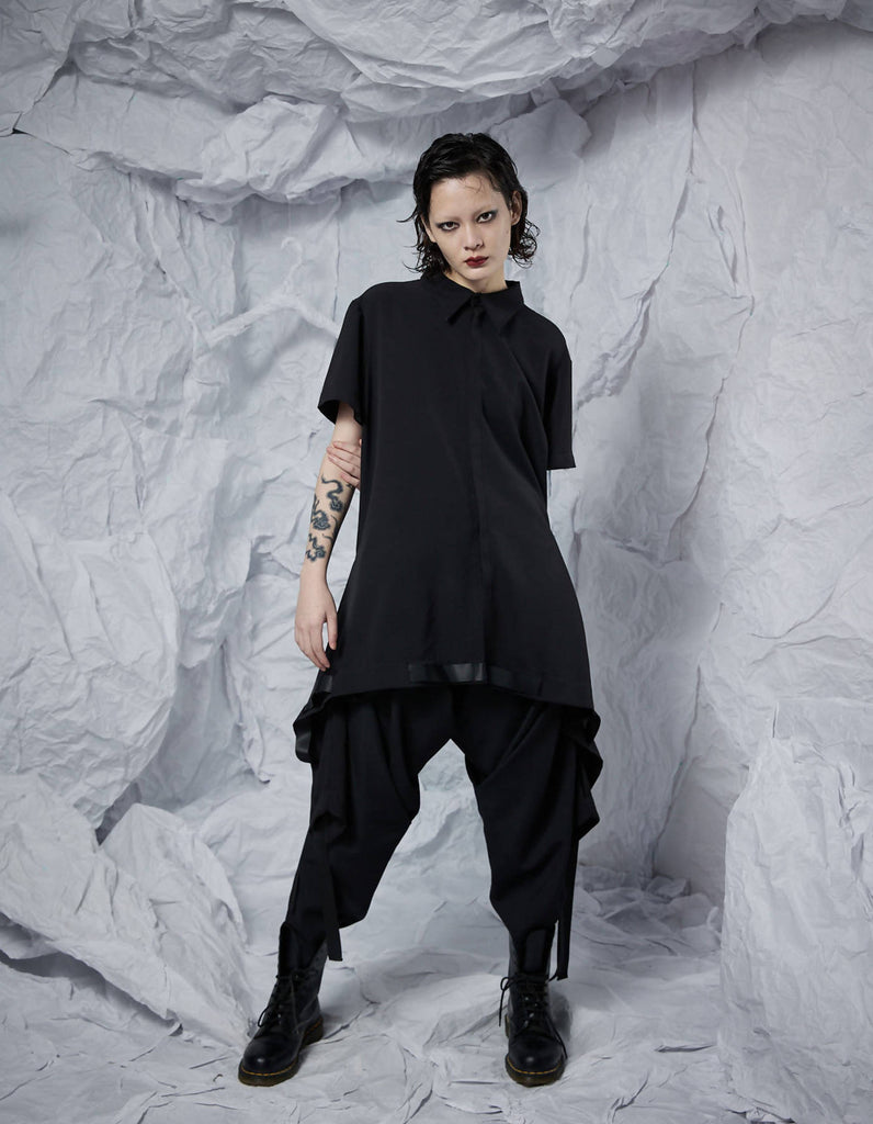 Layered Transformable Short Sleeve Shirt With Straps