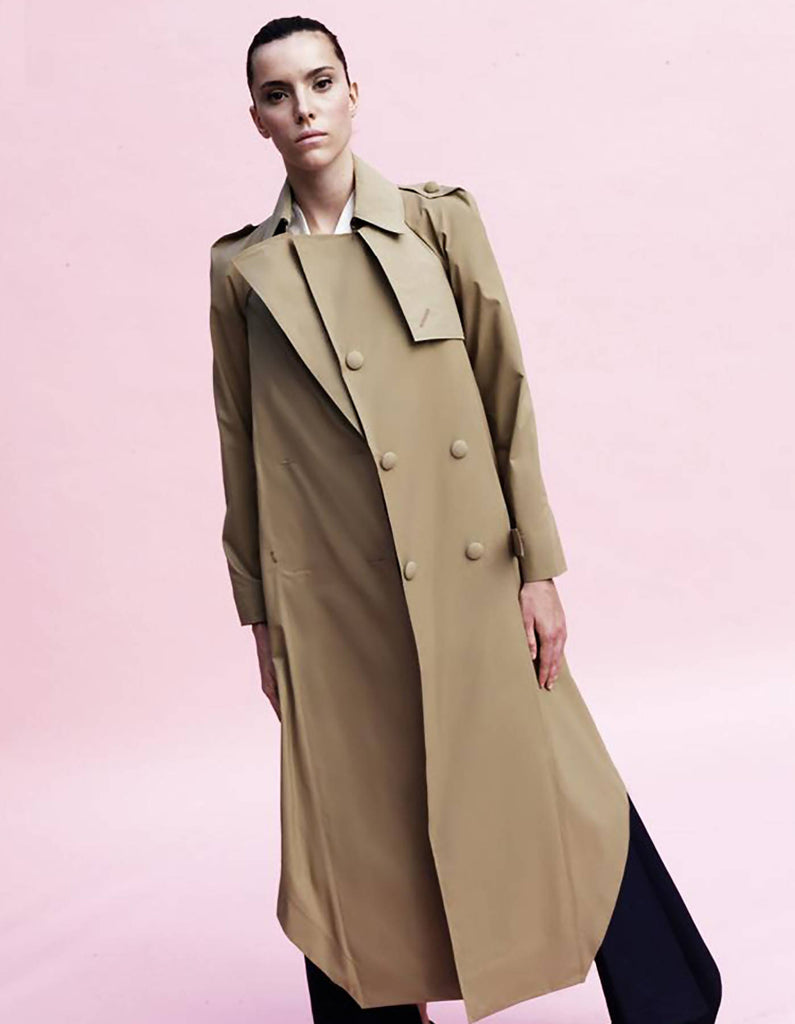 Origami Water Repellent Cotton Trench Coat / Khaki