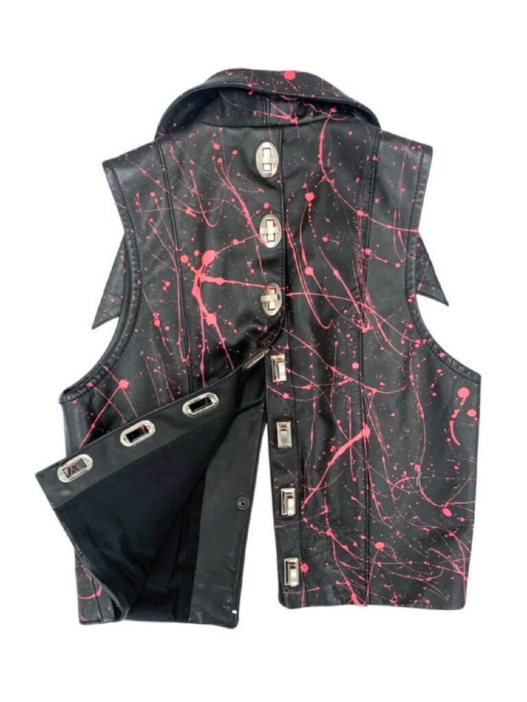 Pink Splatter Leather Vest