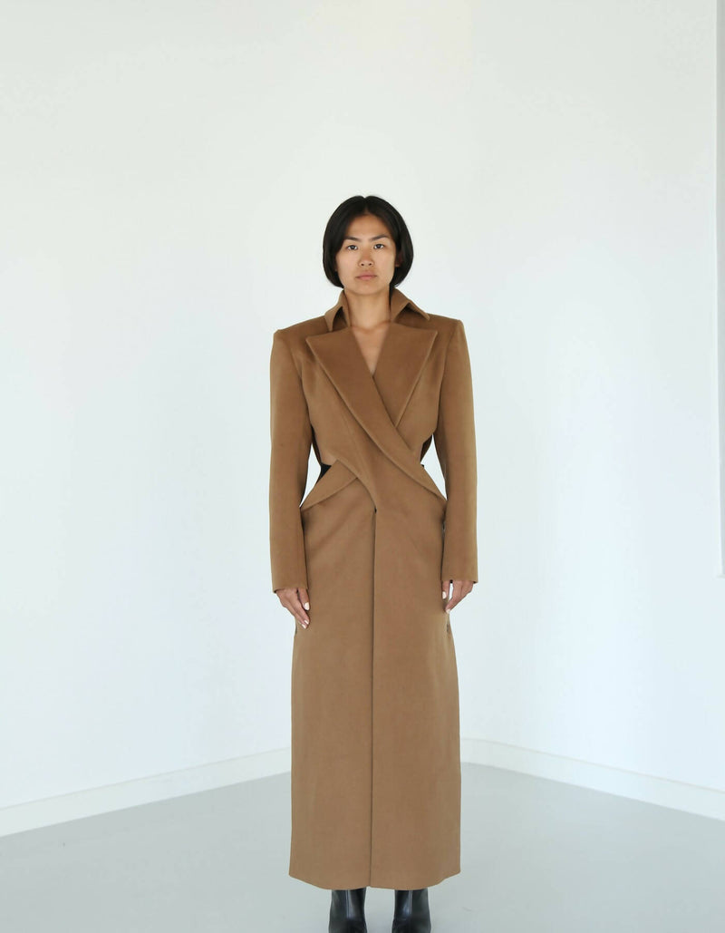 Xenia Long Beige Cashmere Coat