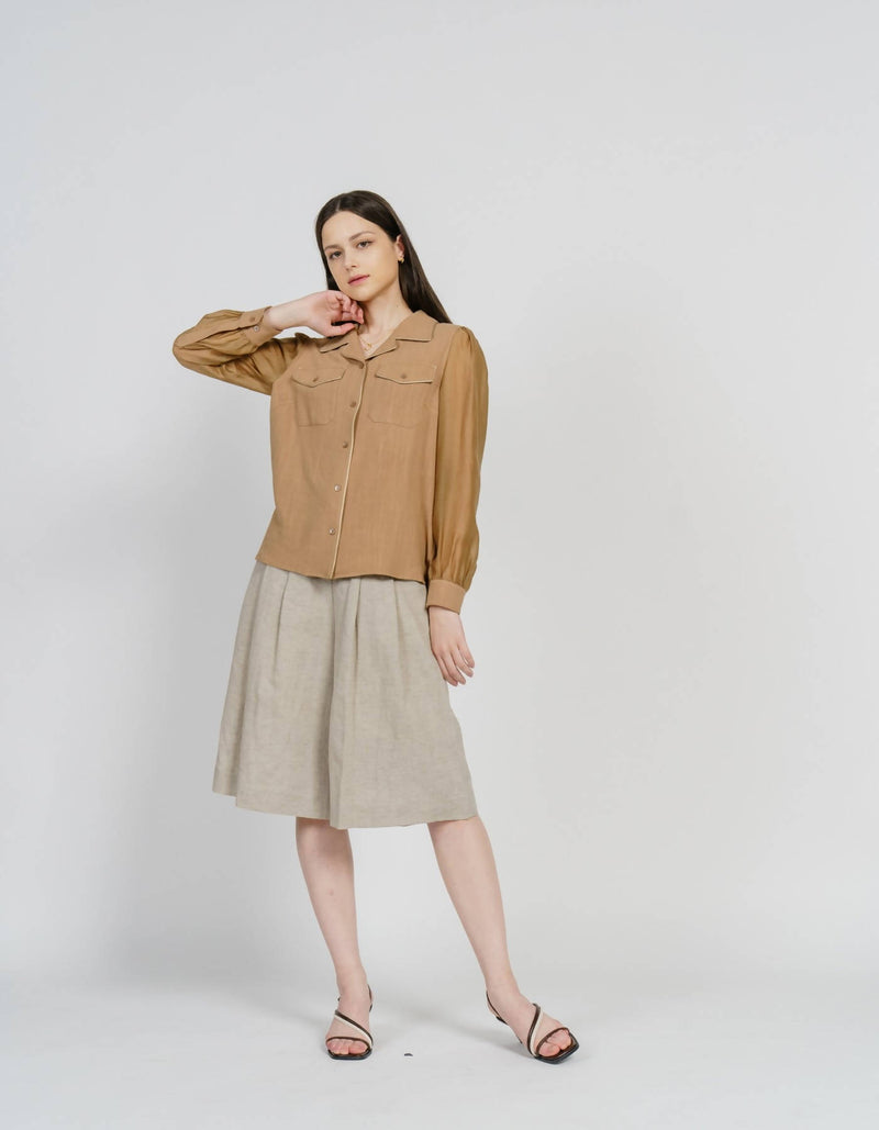 Linen Piping Summer Blouse