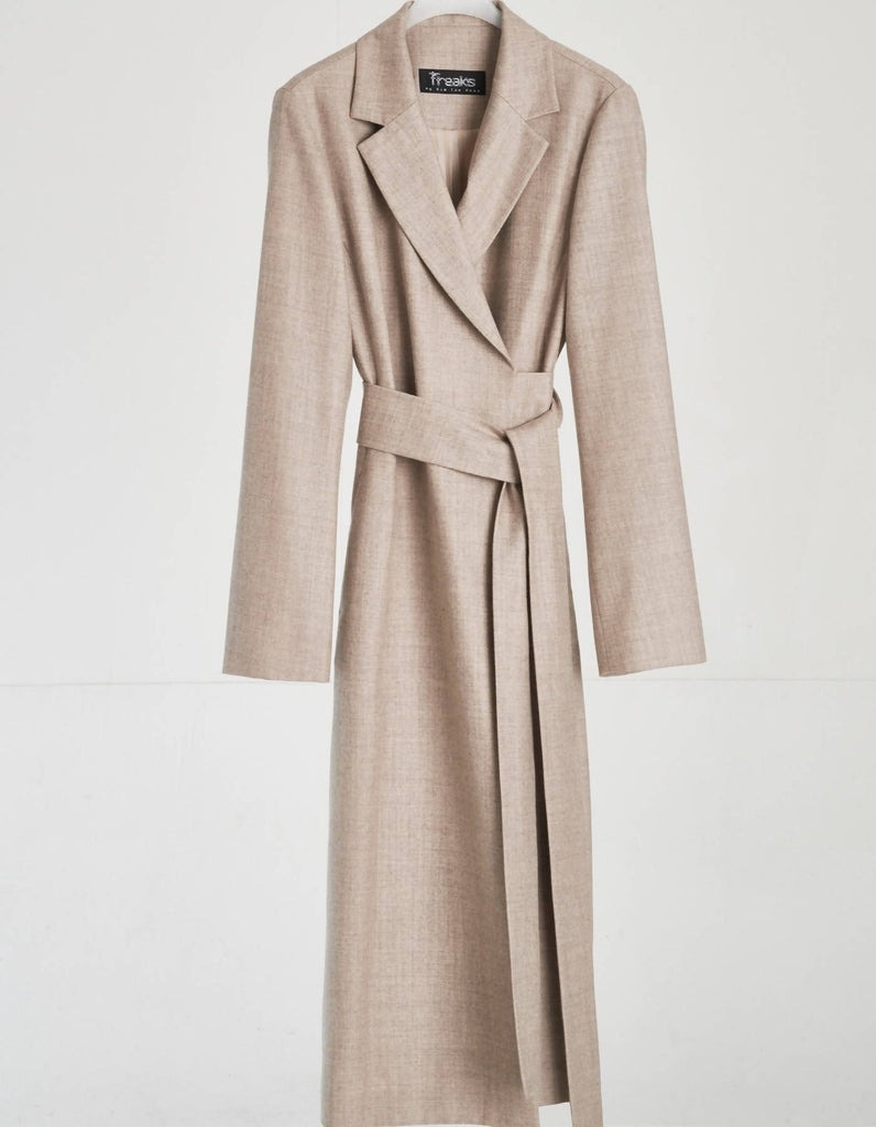 Notched Lapel Wool Dress