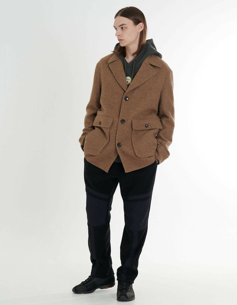 Overfit Wool Tweed Single Long Jacket