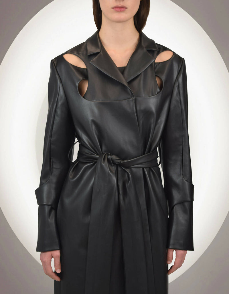 Mire Black Vegan Leather Coat