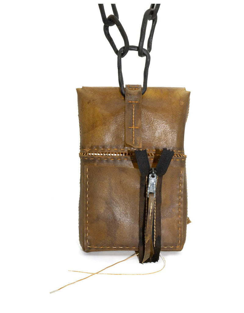 transparent horse leather open seam cross body bag