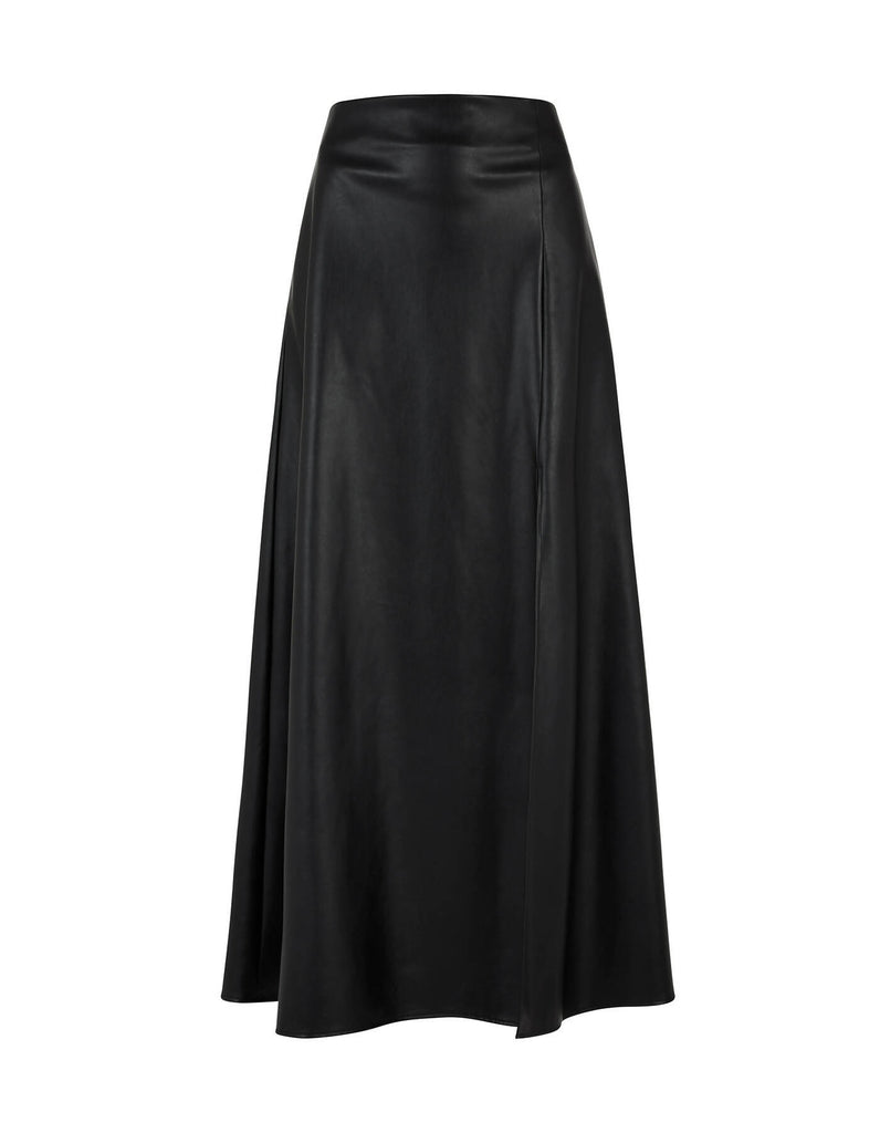 Black Vegan Leather Slip Skirt