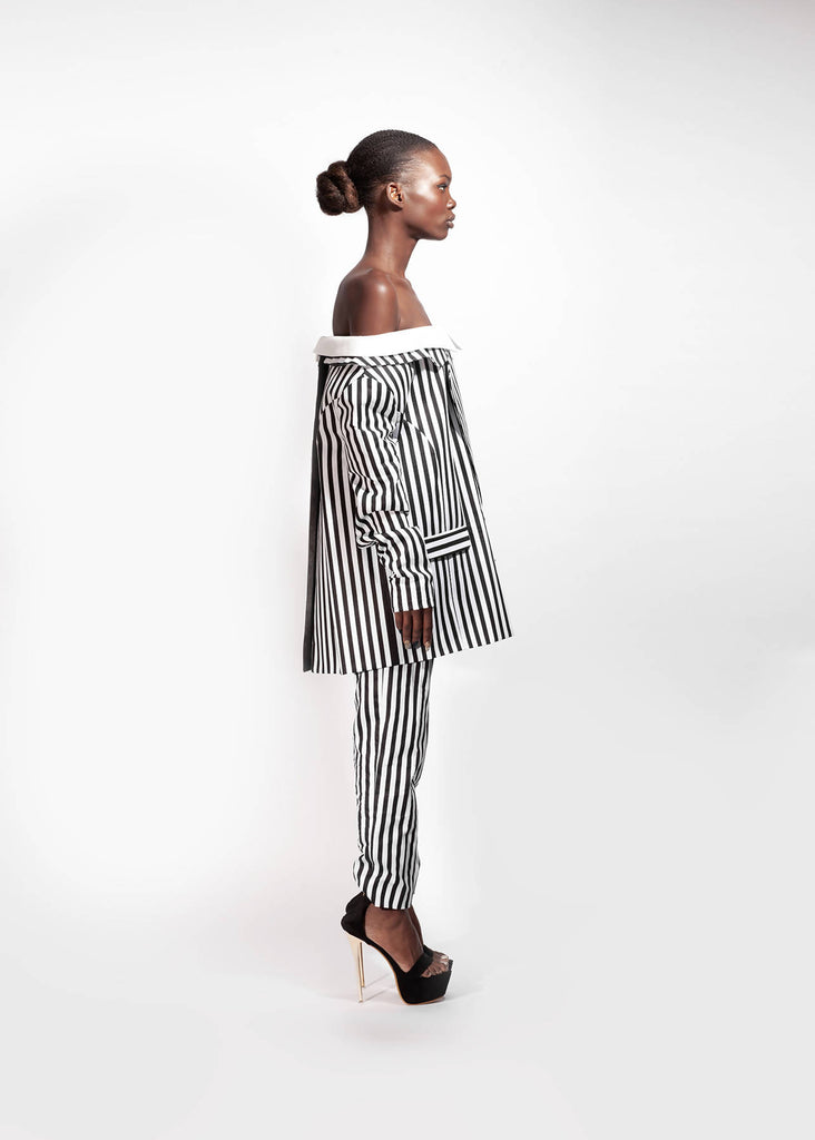 Off-Shoulder Striped Suit (Jacket)