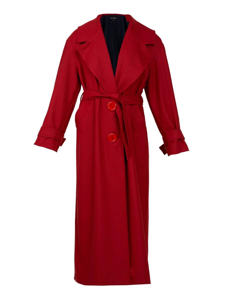 Recycled wool blend red coat