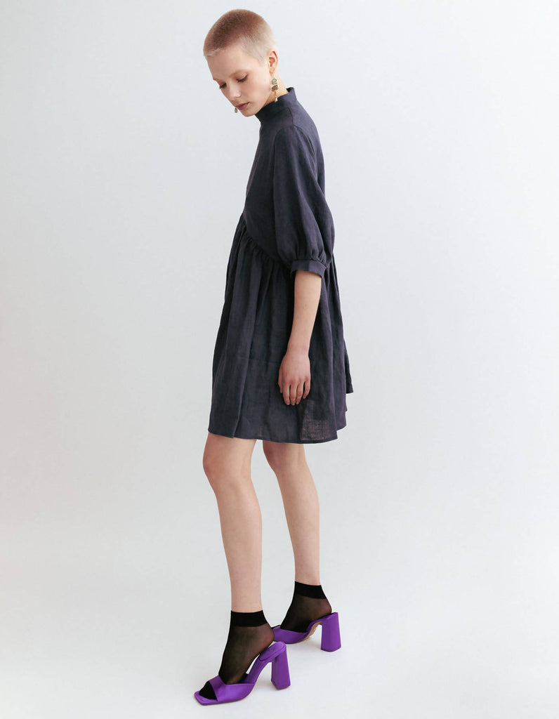 Dark Grey Linen Dress