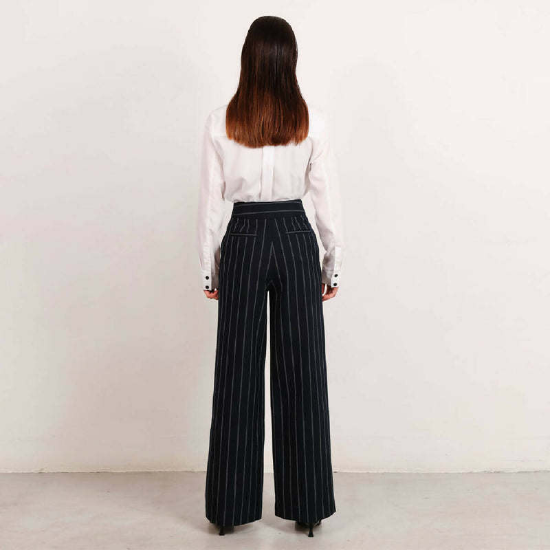 Paris pinstripe trousers with wide legs