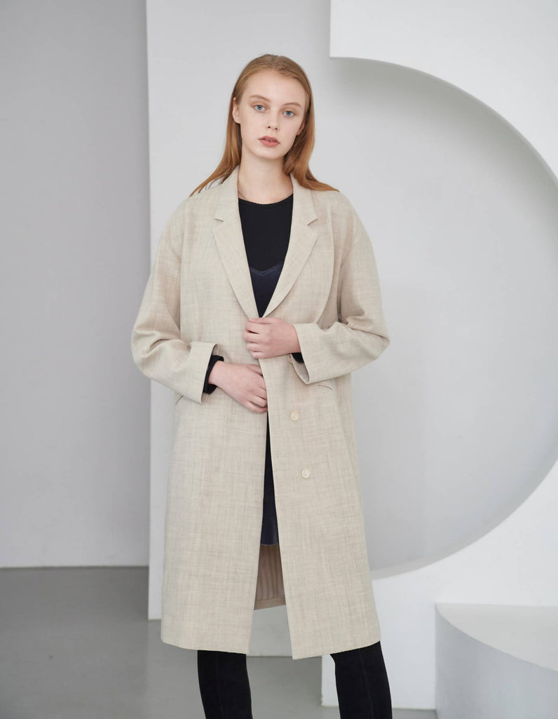 Minimalist Design Loose Fit Wool Coat