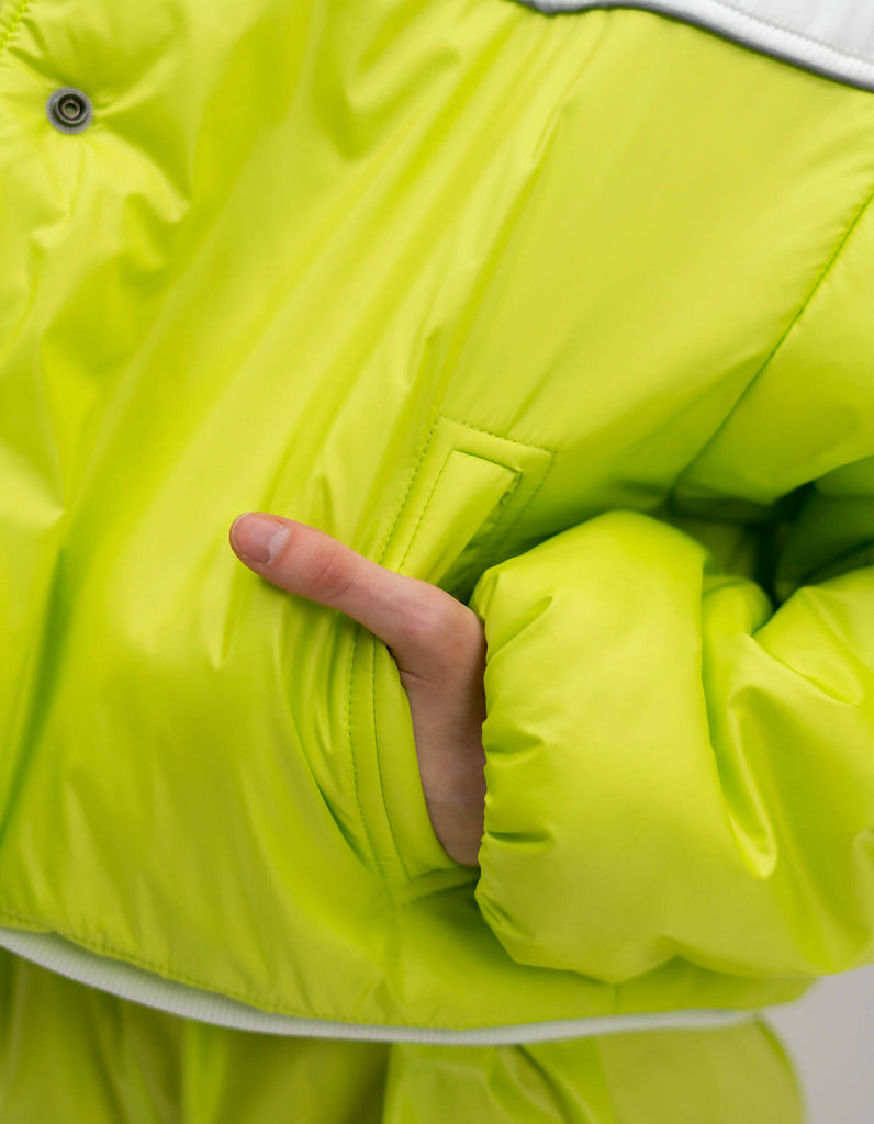 White and green jacket