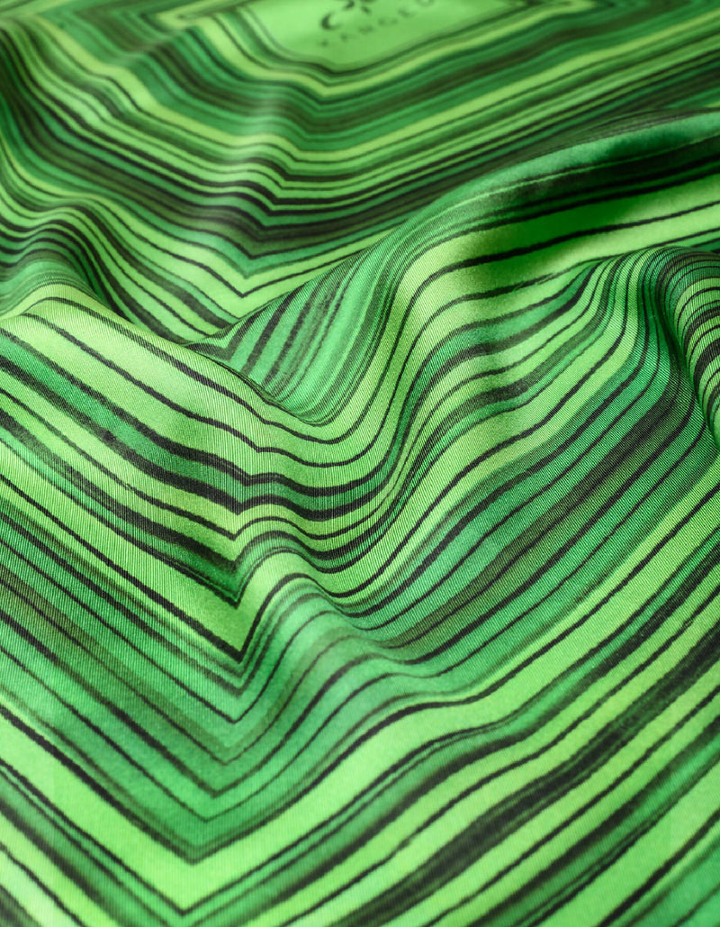 Green-Striped-Silk-Twill-Scarf-Kargede-Designer-Detail