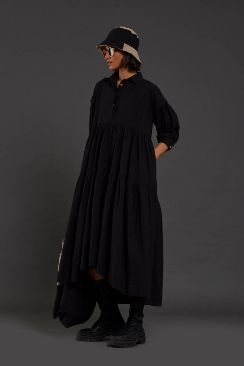 Black Tiered Shirt Dress