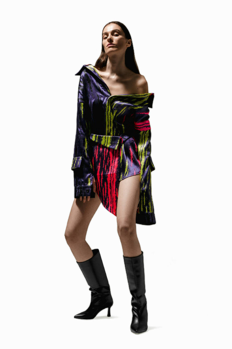 Asymmetric Multicolor Shirt Dress