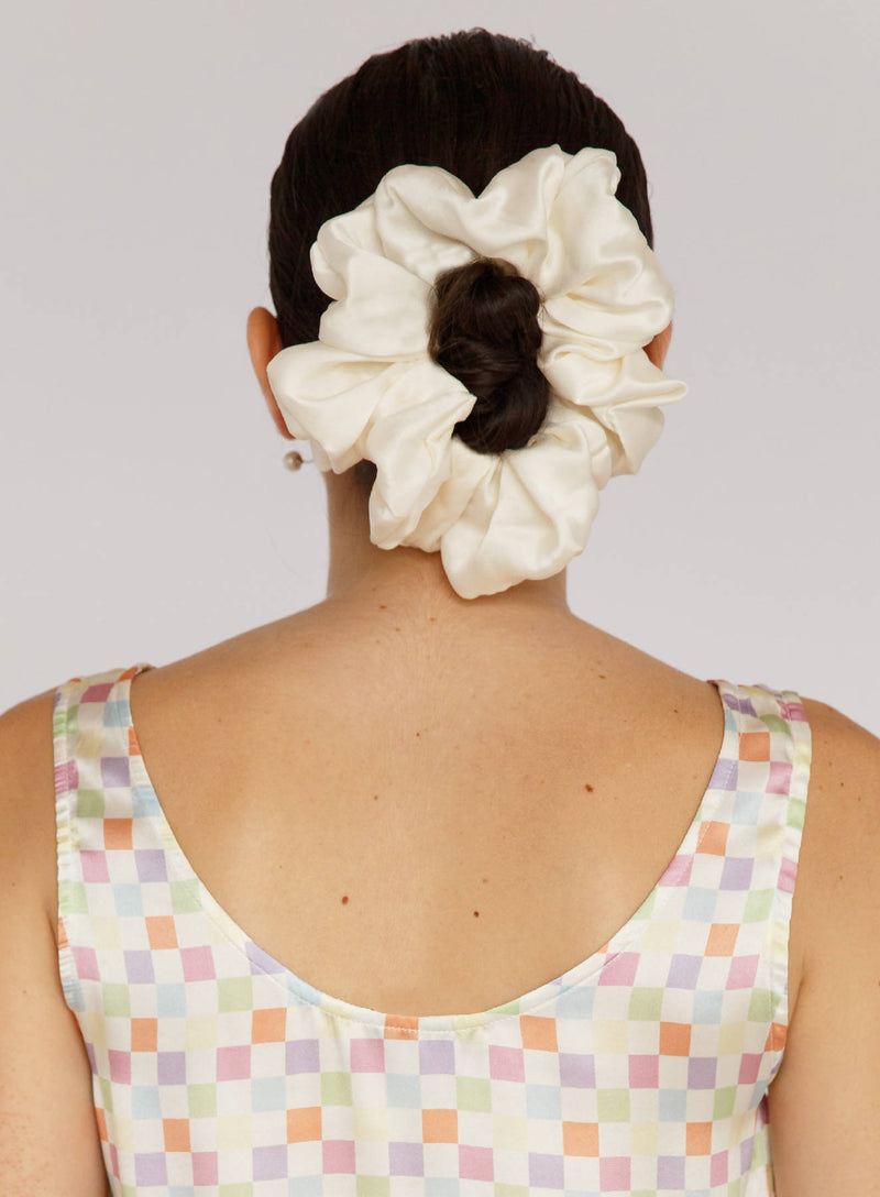 Luciana Oversized Silk Scrunchie - Cream