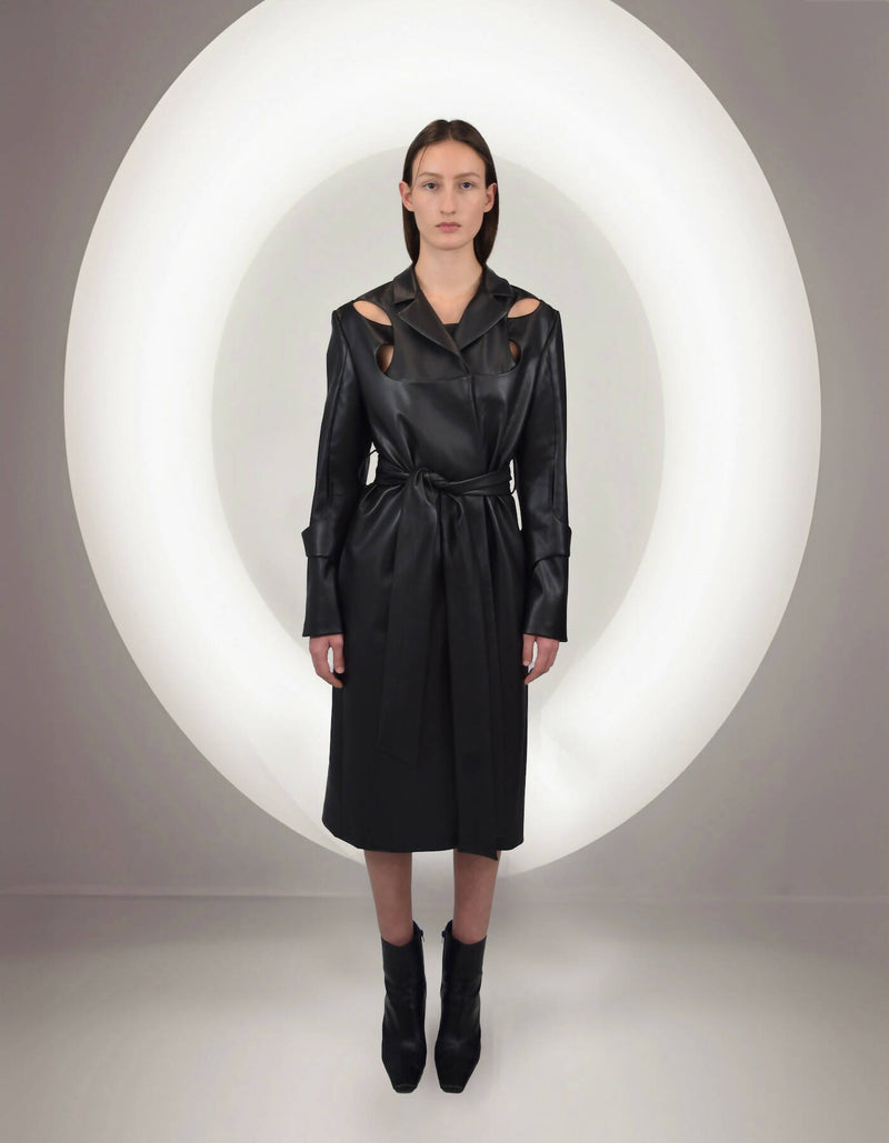 Mire Black Vegan Leather Coat