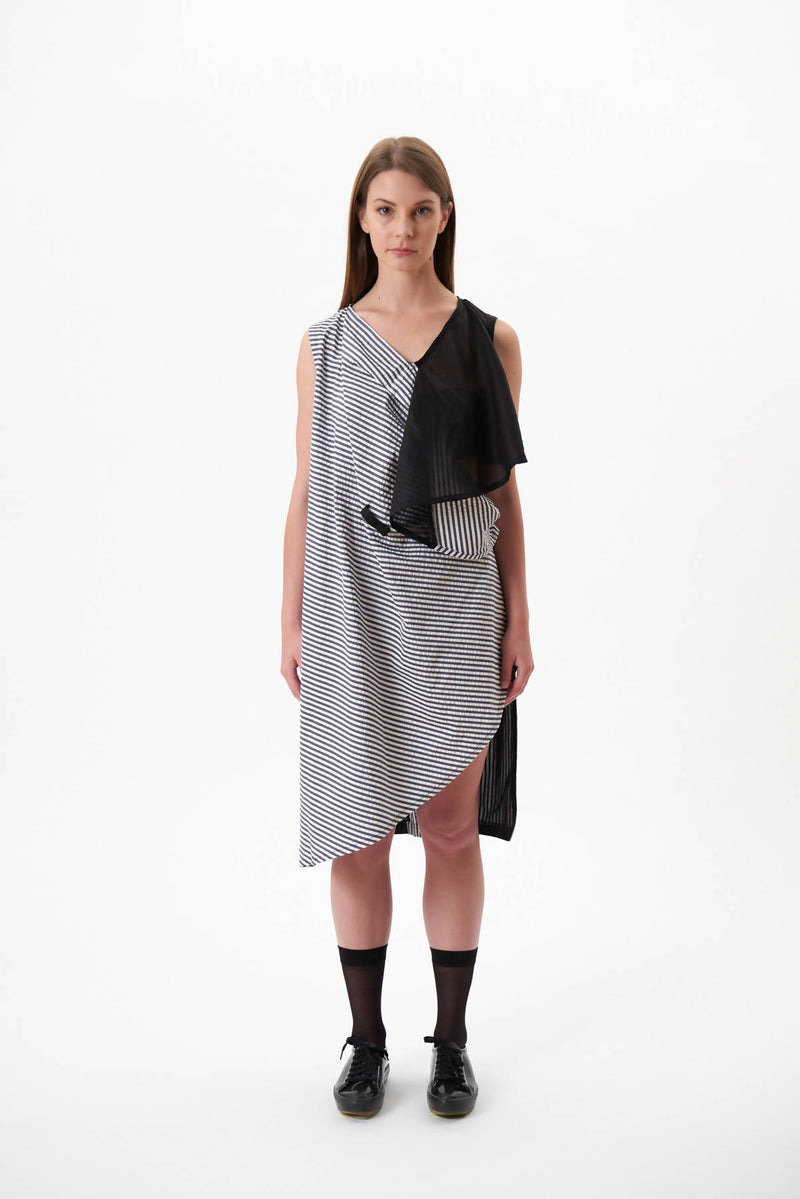 Asymmetric Cotton Stripe Dress