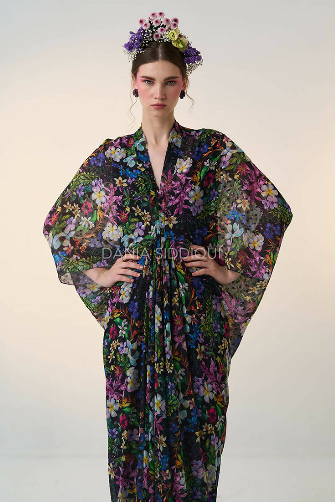 FLORAL PRINT DRAPE KAFTAN