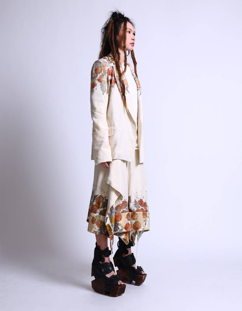 Handmade Botanical Printed Extended Sleeves Jacket