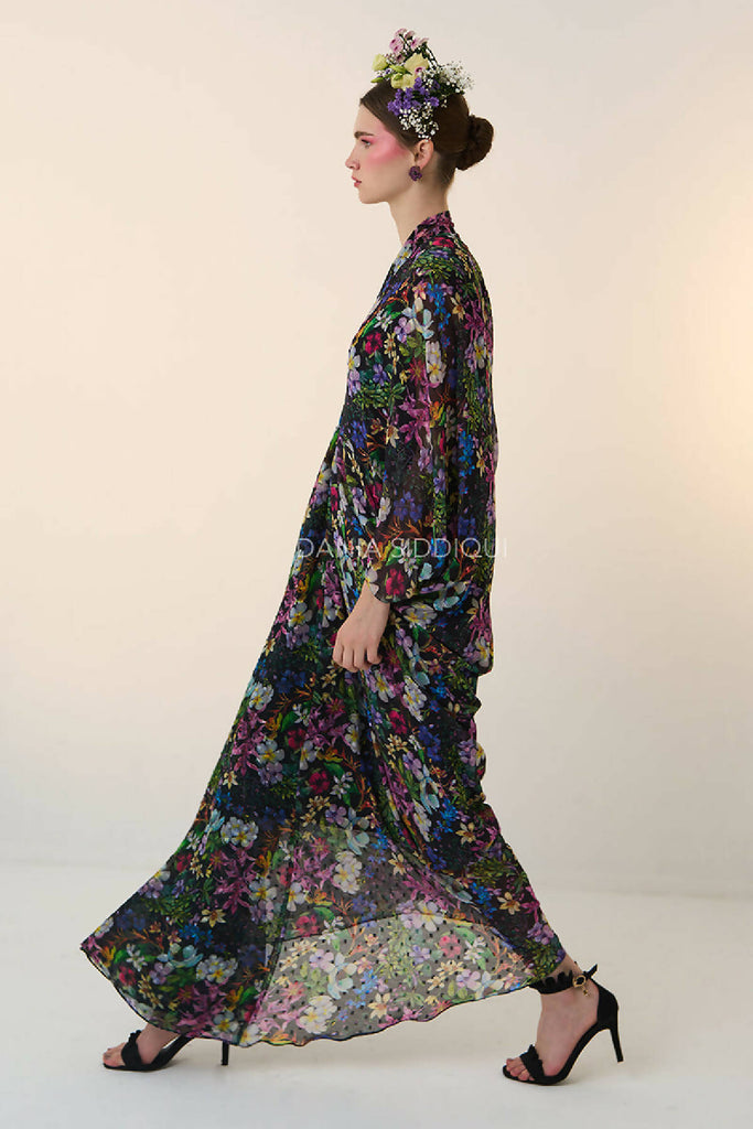 FLORAL PRINT DRAPE KAFTAN