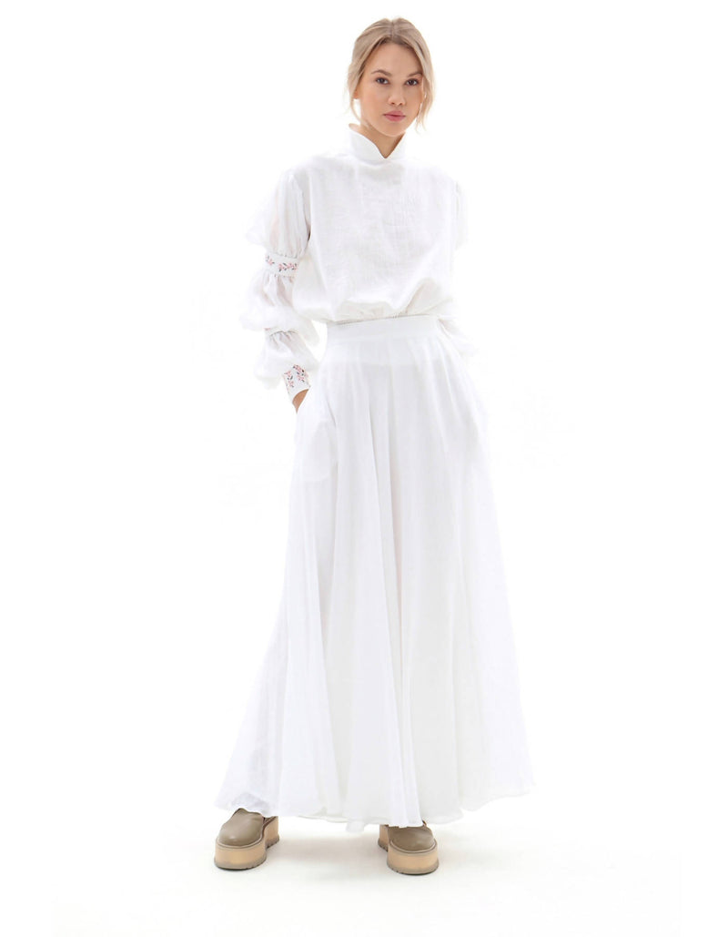 Women’s Batiste “Etno” Skirt In Pure White