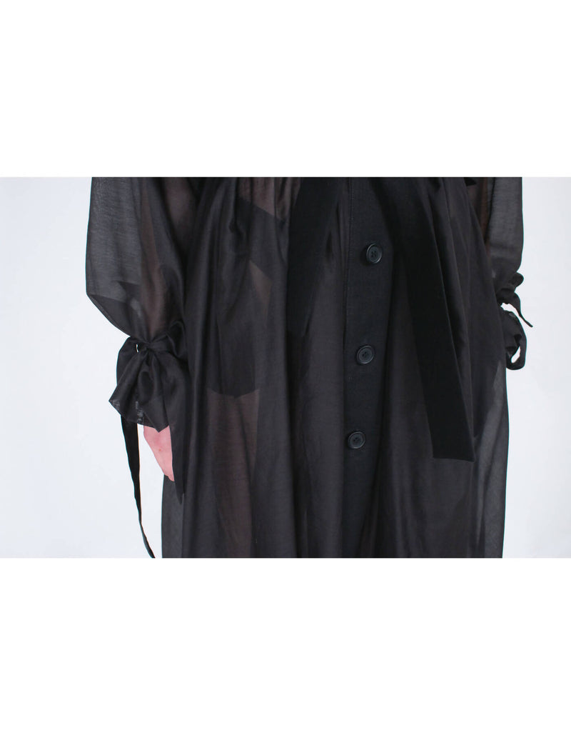 Black Transparent Silk Trench Coat