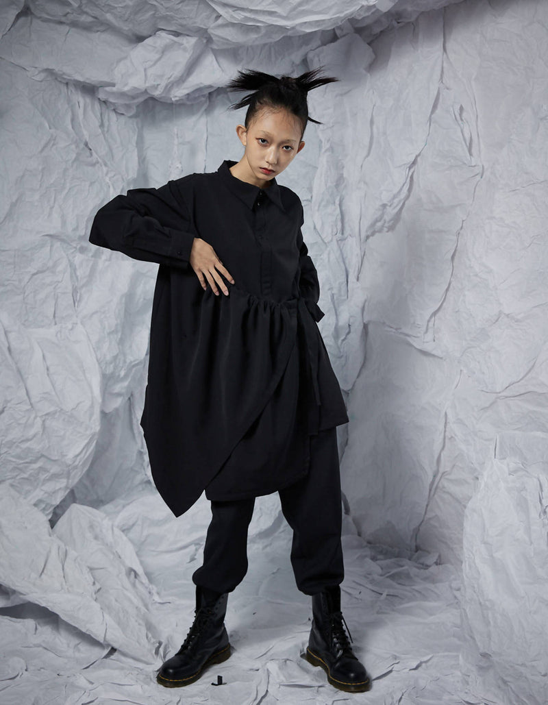 Transformable Drawstring Long Shirt