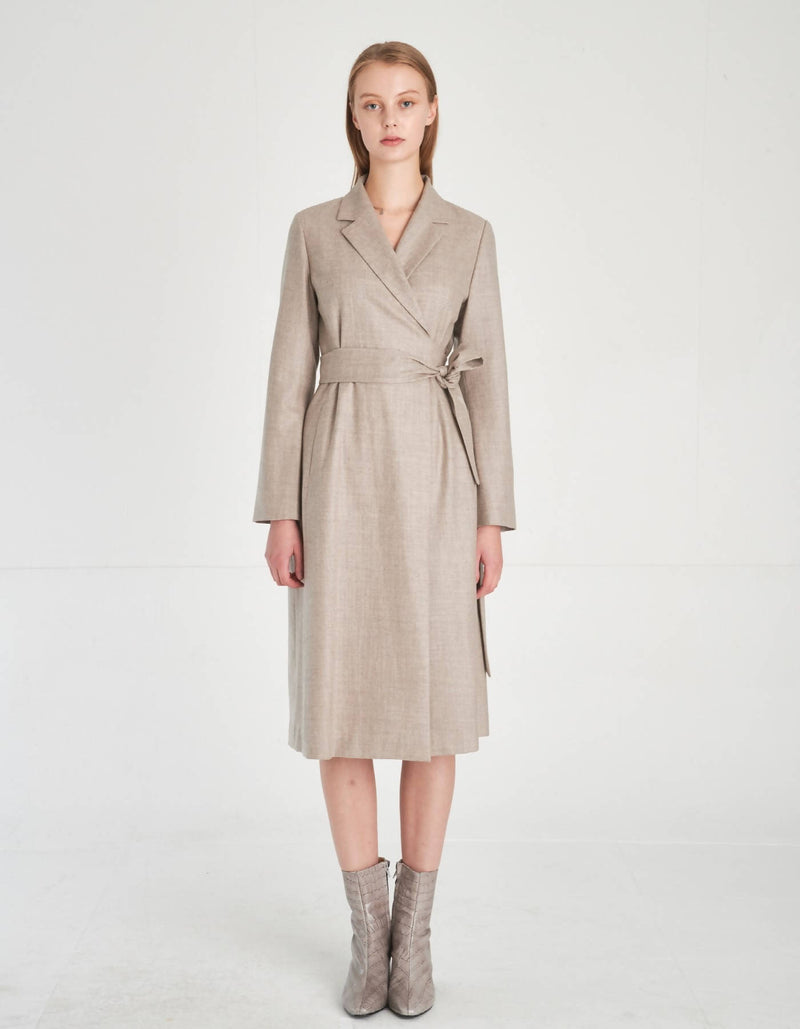 Notched Lapel Wool Dress