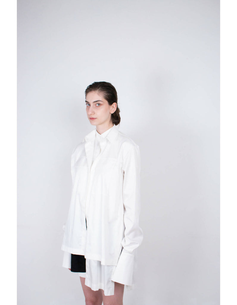 White Layered Cotton Shirt