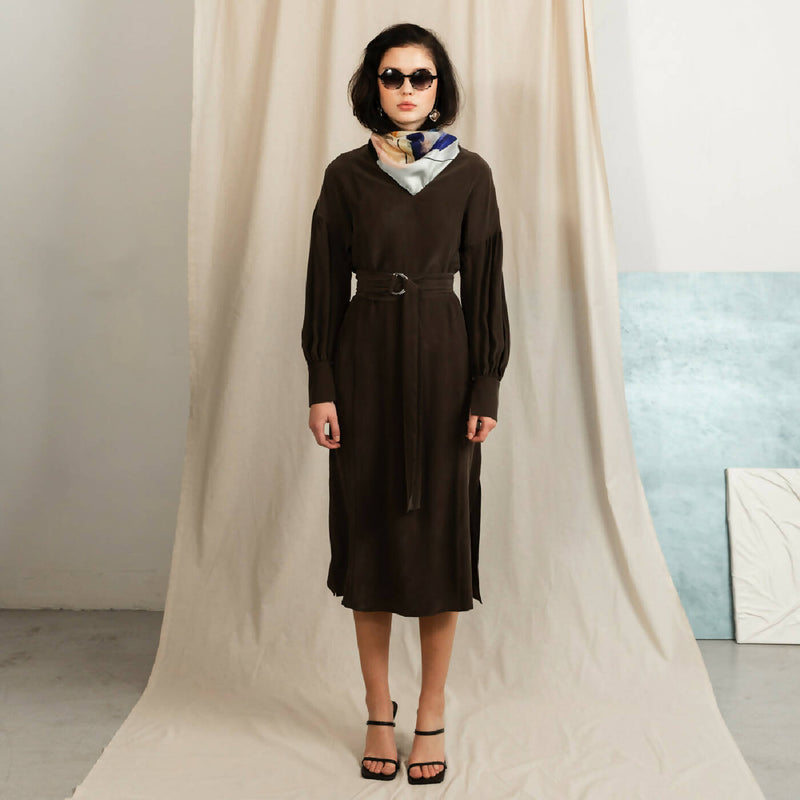 Silk dress Sunday chocolate brown