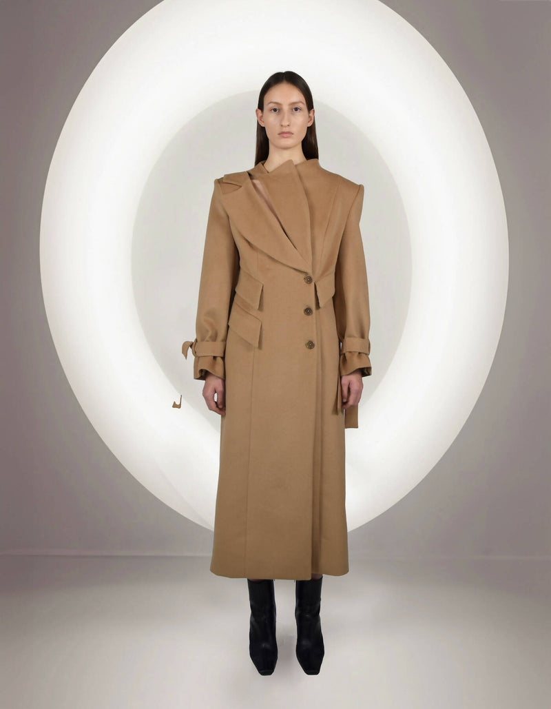 Zane Cashmere Long Beige Coat