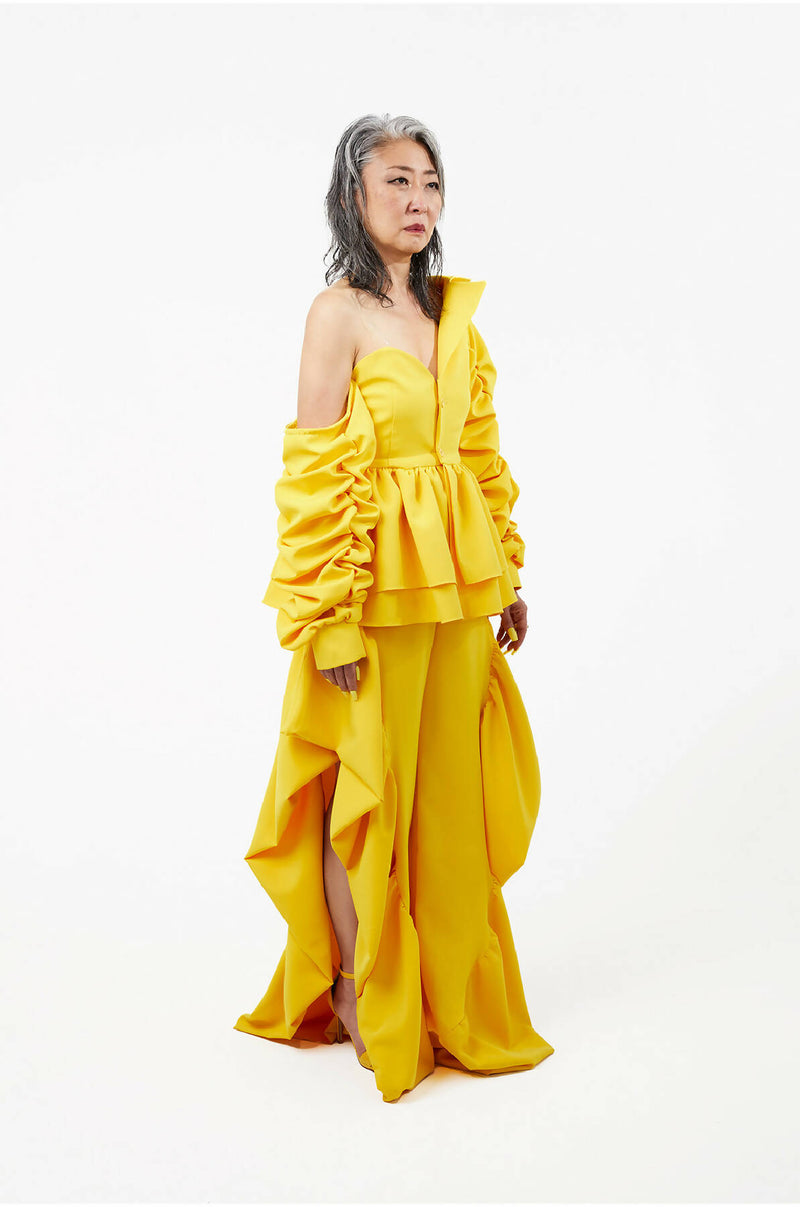 MARIGOLD YELLOW PANTS WITH RUFFLES