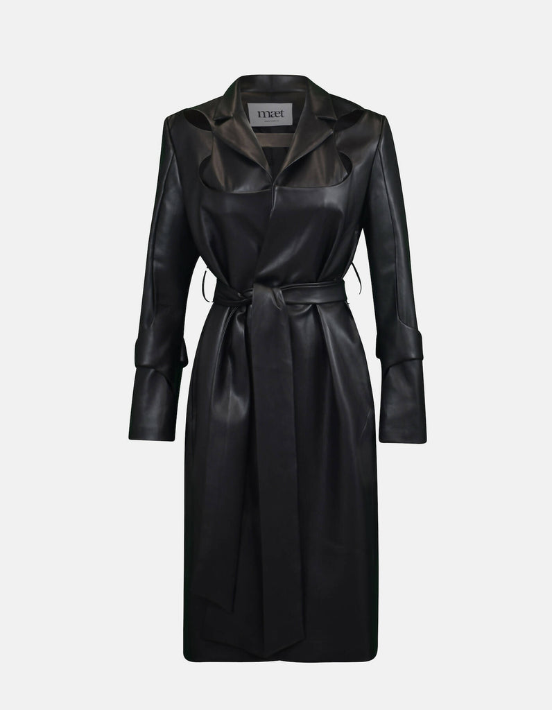 Mire Black Vegan Leather Coat