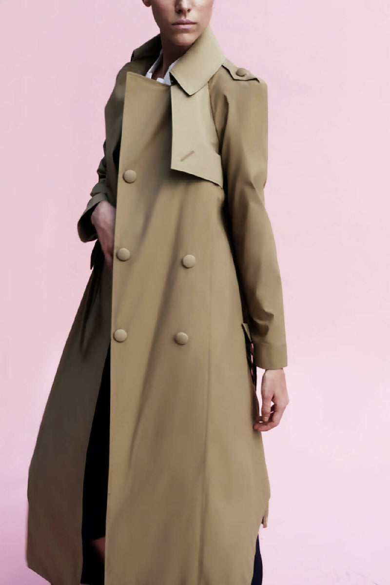 Origami Water Repellent Cotton Trench Coat / Khaki