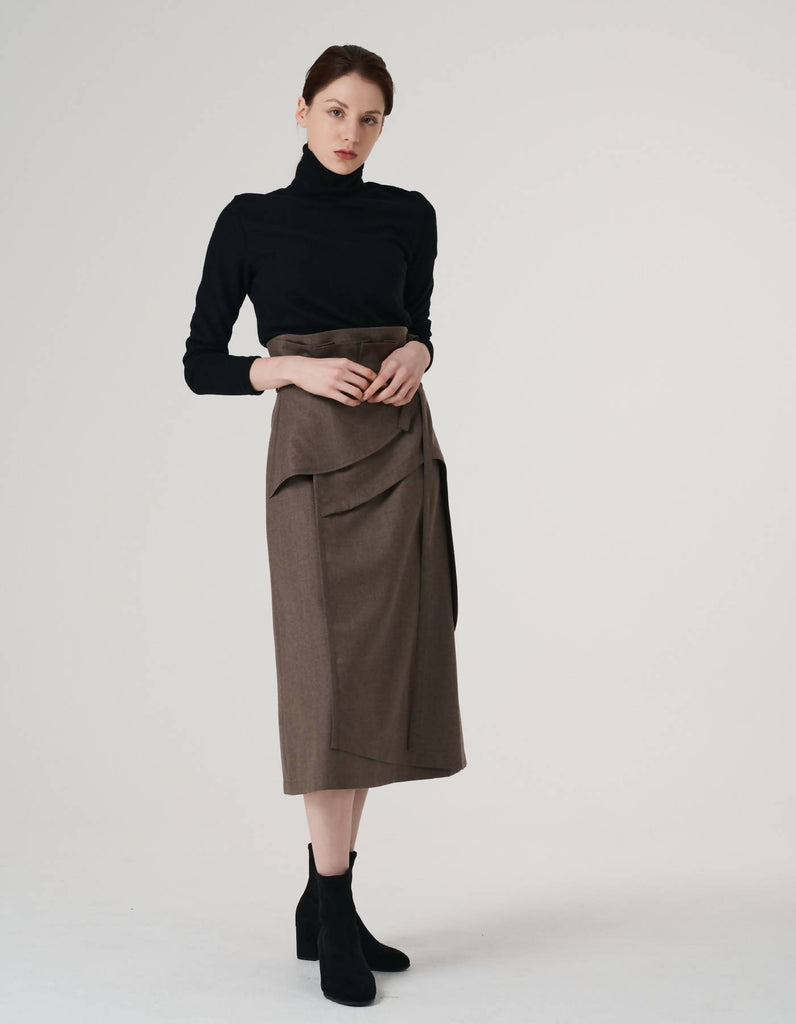 Wool 100% High Waist Cutting Edge Skirt