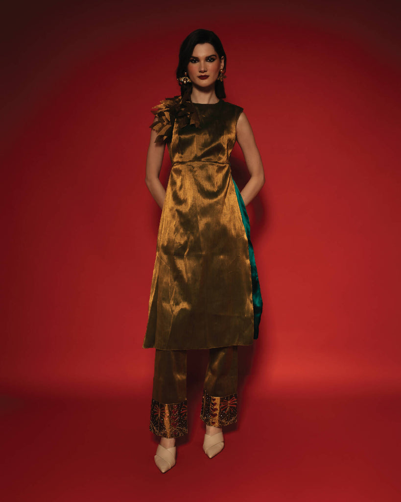 Sunflower Kurta with Wild Cat in the Sun Pants Set