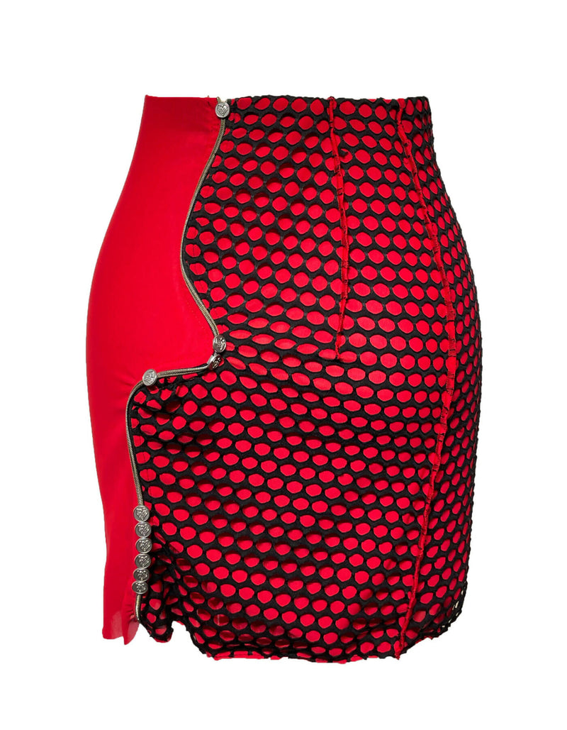 Says Love Print Net Matching Mini Skirt