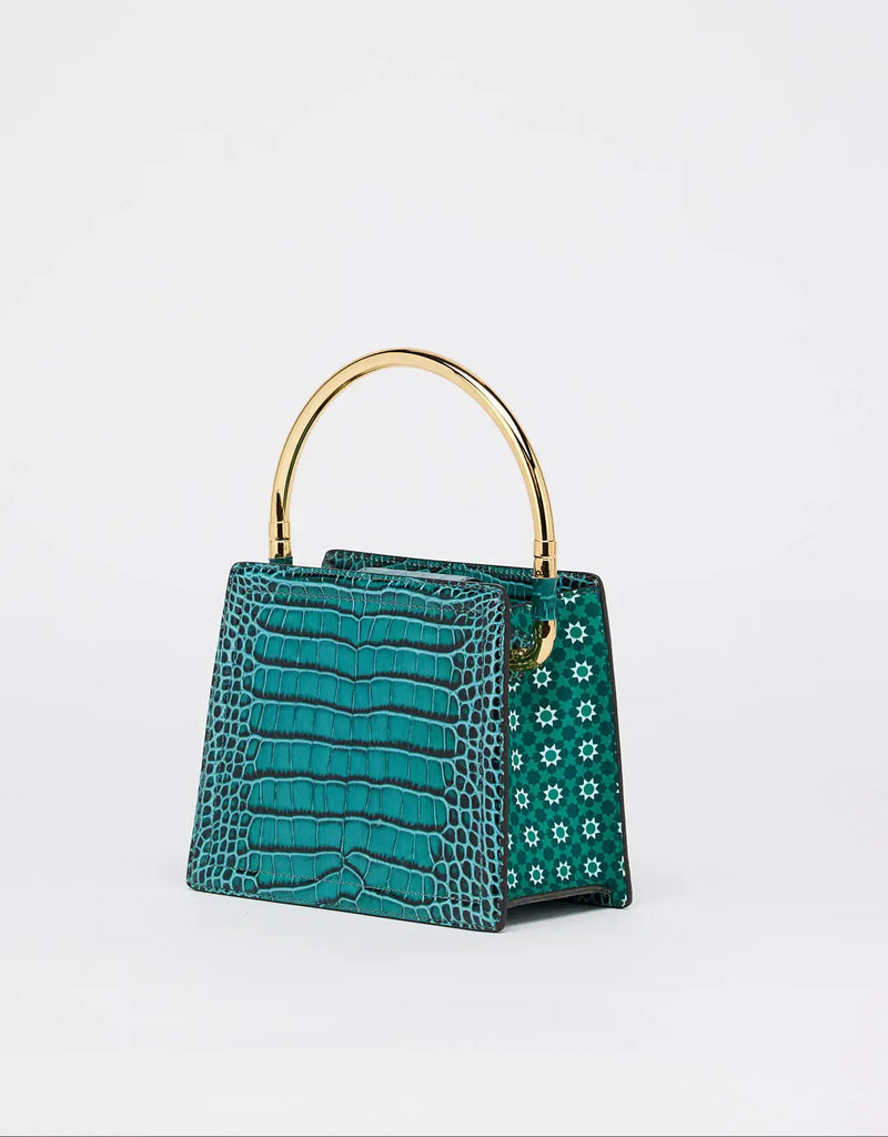 Rania Green Golden | Leather Handbag