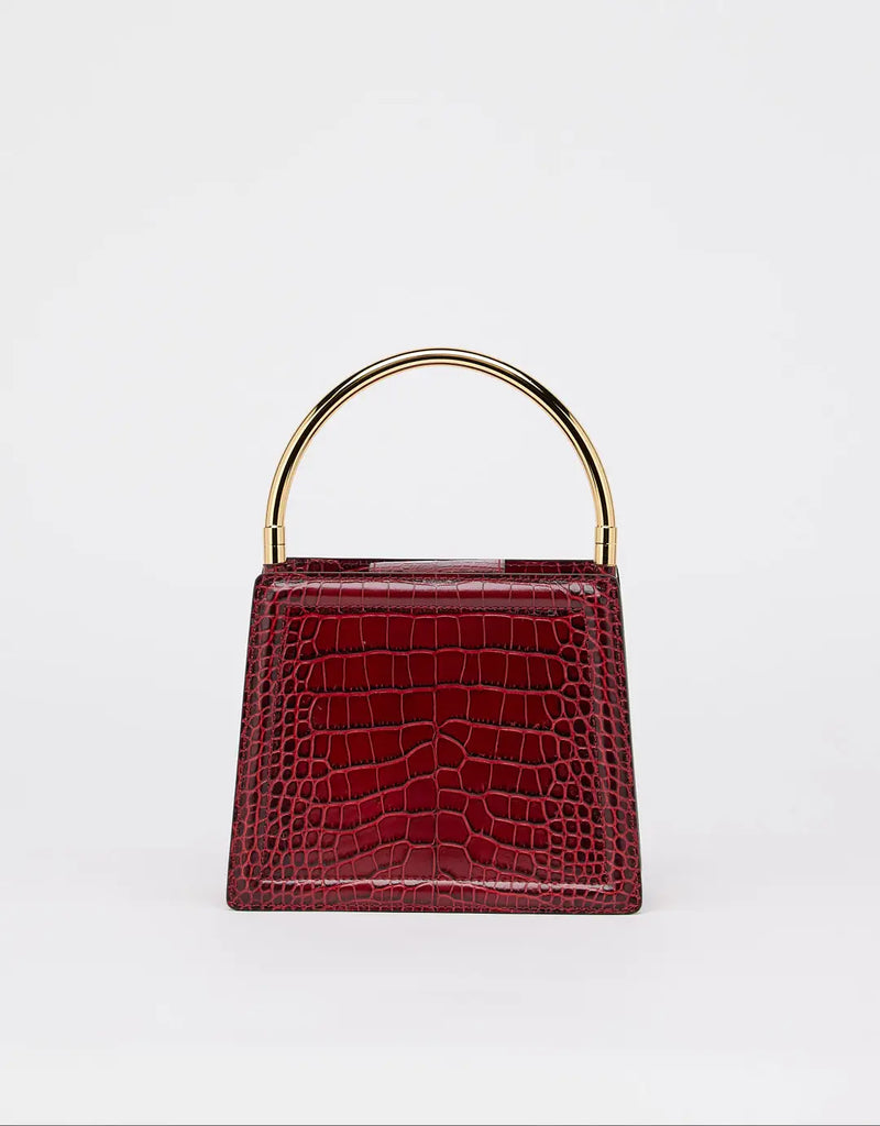 Rania Bordeaux Golden | Leather HandBag