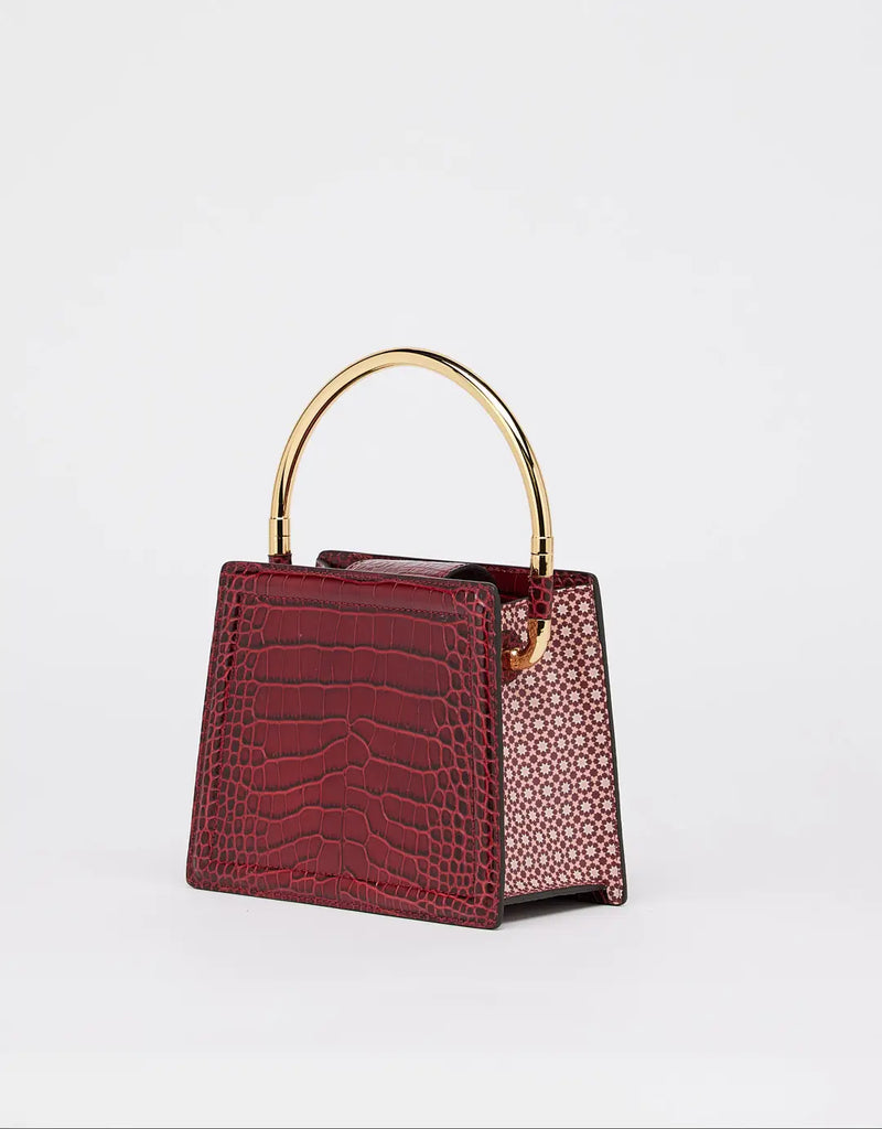 Rania Bordeaux Golden | Leather HandBag