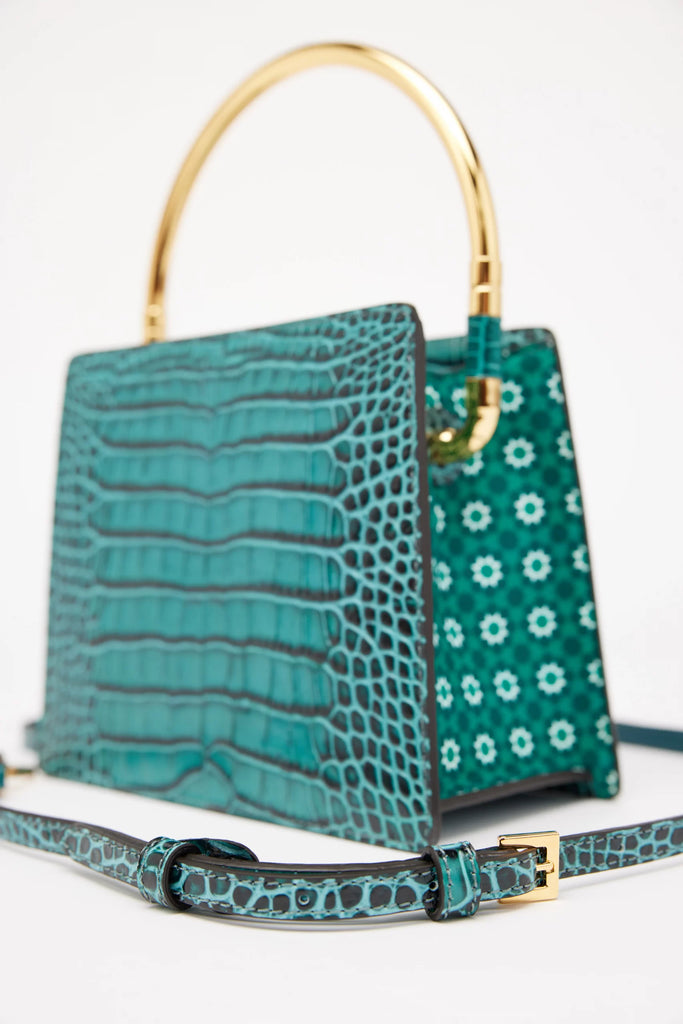 Rania Green Golden | Leather Handbag