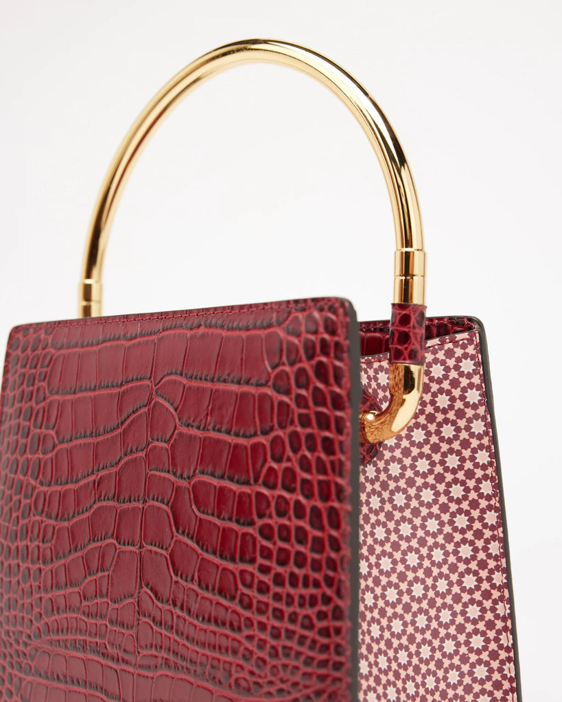 Rania Bordeaux Golden | Leather HandBag