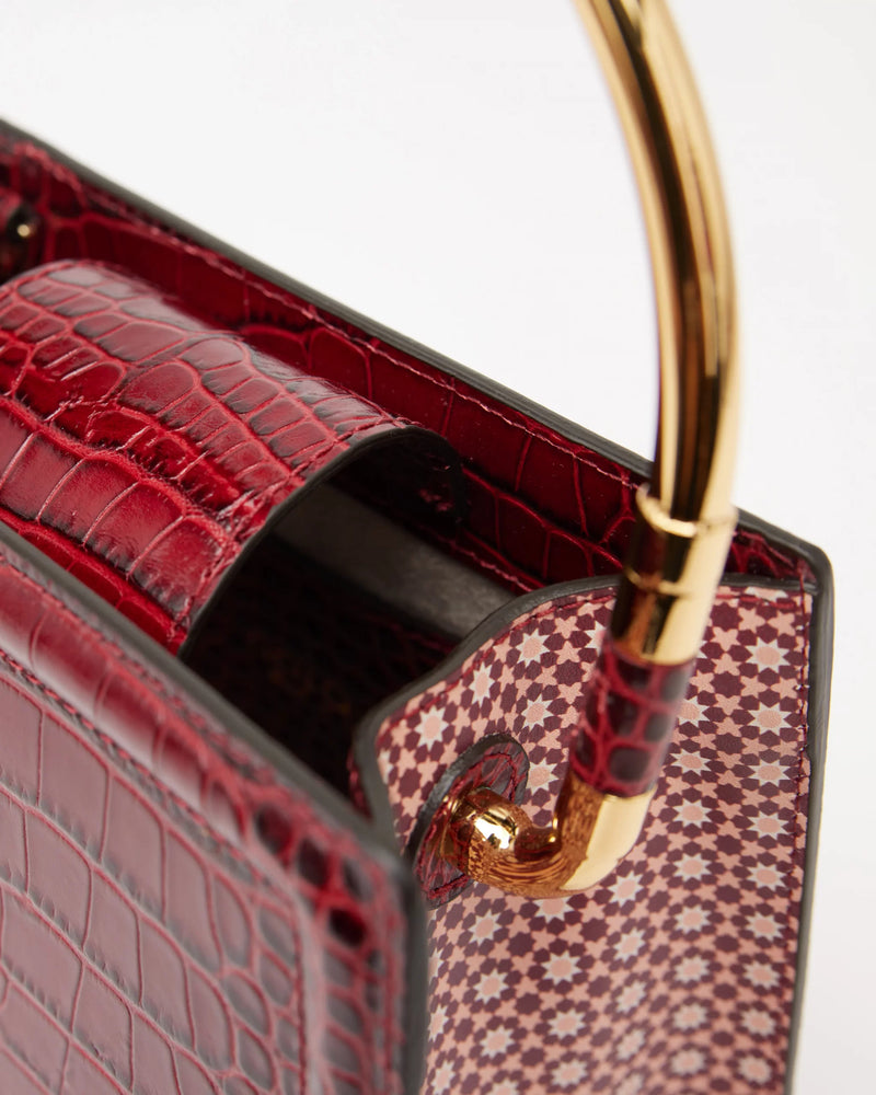 Rania Bordeaux Golden | Leather HandBag