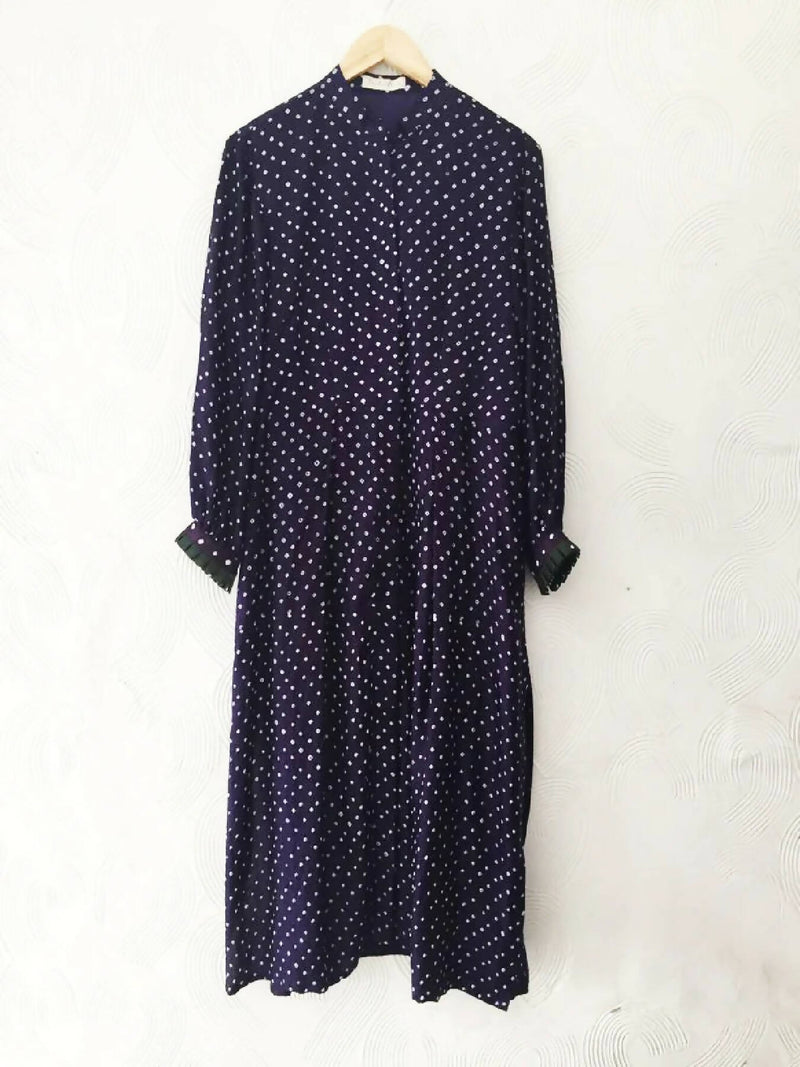 Blackcurrant Bandhani Silk Kurta With Plain Pants