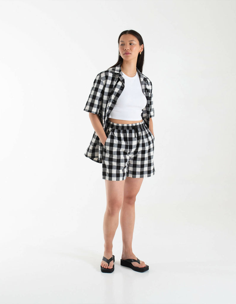 Billie Black & White Checked Short