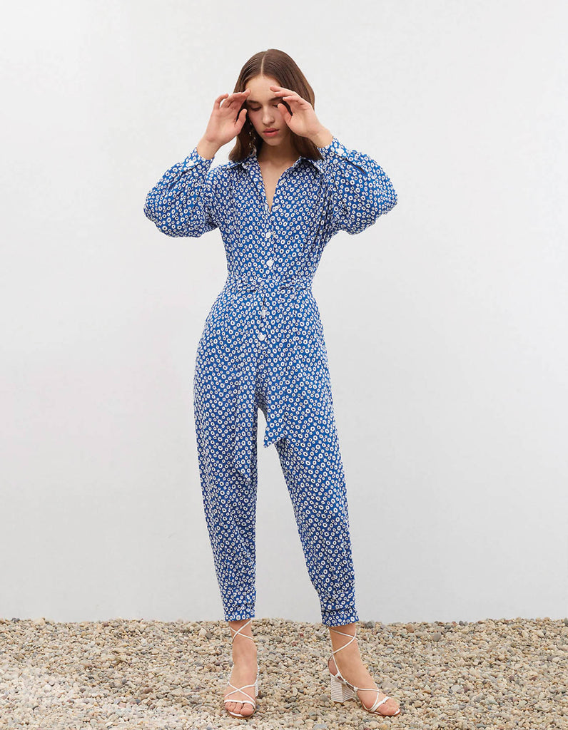 Eyelet Self-Belt Jumpsuit