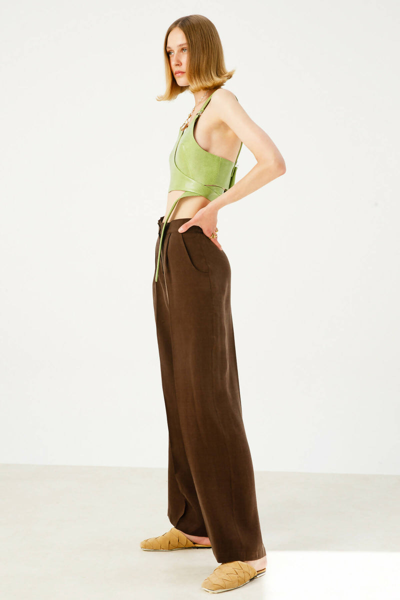 ROJI LINEN PANTS BROWN