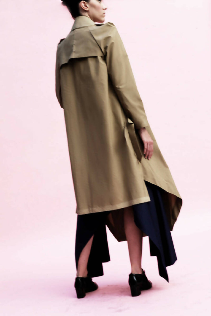 Origami Water Repellent Cotton Trench Coat / Khaki