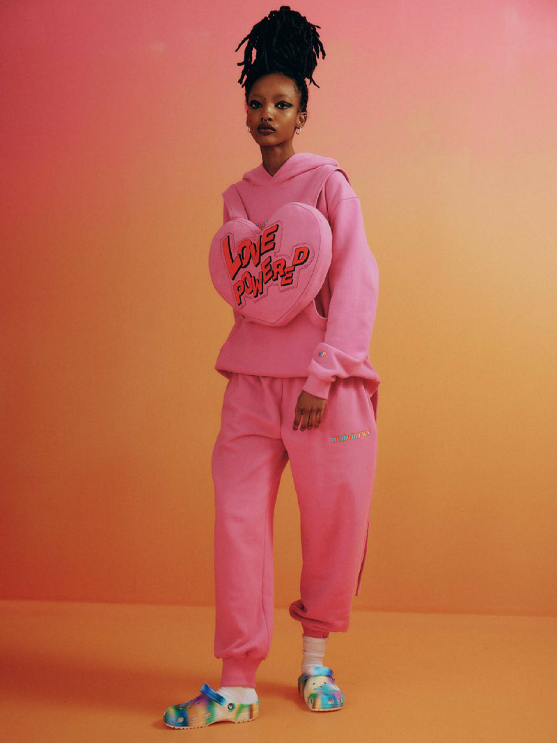 Pink cotton fleece sweatpants